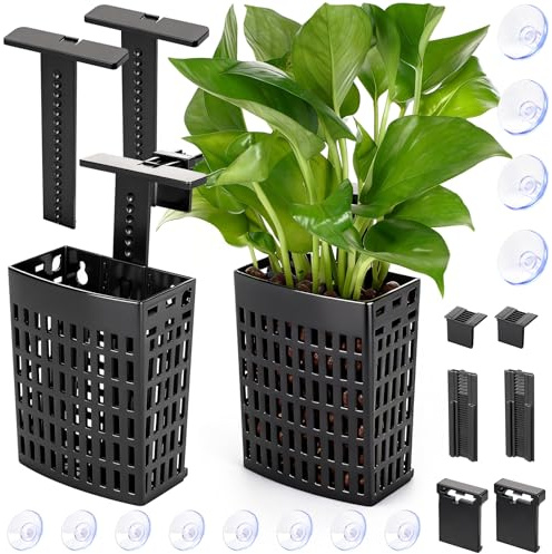 2026 Latest Upgraded Aquarium Plant Holder Adjustable Height with Extendable Hook and Suction Cup for Fish Tank Aquaponic Plant Cultivation and Aquascape Accessories Decorations (2 Pack)