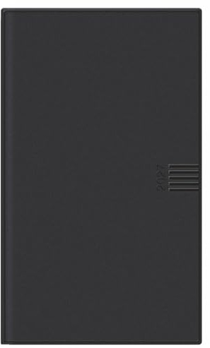 Wochen-Taschenkalender, schwarz 2027: Schwarzer Terminkalender mit herausnehmbarem Adressbuch. Buch-Kalender mit hochwertiger Kunststoffhülle. Taschenkalender 2027 zum Planen von Terminen.