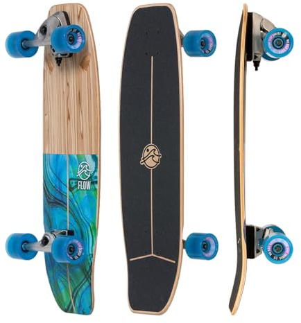 Flow Surf Skates Cruiser - 32x10 7-Ply North American Maple Deck with Exotic Veneer, Carving Truck, Fully Assembled, Supports up to 275 lbs for Surf-Like Carving