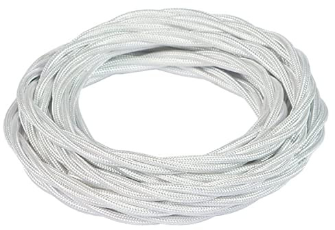 FANTON cavo elettrico tessile colore bianco treccia seta 10mt 3G1.5 filo rivestito in tessuto vintage stile retrò per lampadari applique 93808-10