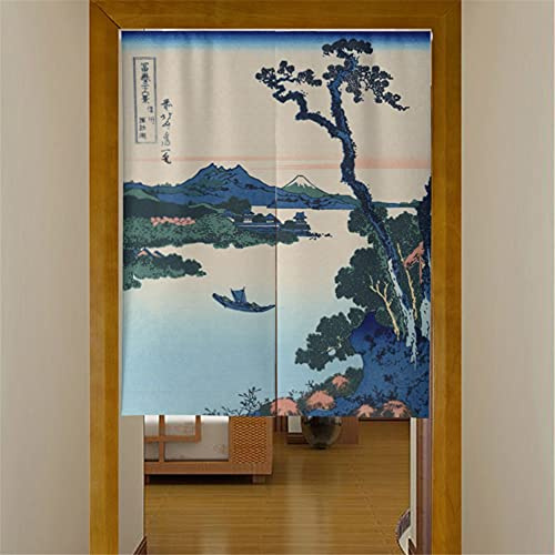 Hiseng Japanischer Gardinen Noren Tür Vorhang, Leinen Partition Türvorhang Restaurant Home Schlafzimmer Vorhang Wand Tapisserie, für die Heimtextilien Raumteiler (Seeboot,85x90cm)
