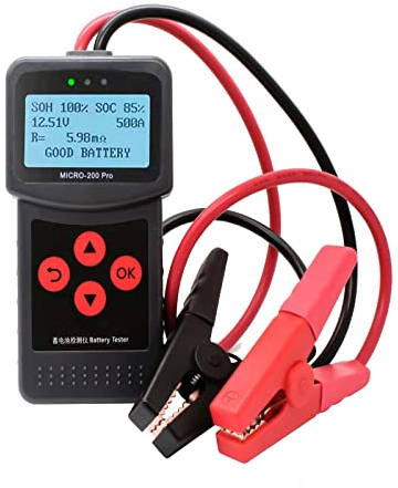 Etrogo Autobatterietester 12V 24V 40-2000 CCA 3AH-220AH Batterie Anlasstest Ladetest Daten druckbar für Auto Moto Boot (Französisch,Englisch,Deutschland,Spanisch)