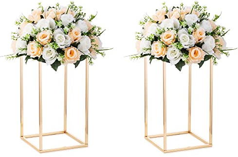 Inweder Gold Centerpiece Stand for Table: Acrylic Panel, 15.7in, Set of 2