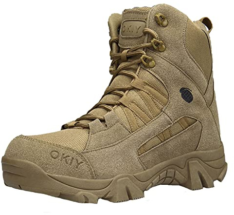Homme Bottes Tactiques Militaires Bottes de Combat Homme de l'armée avec Fermeture à Glissière Résistant Chaussures de trekking en plein air antidérapantes Chaussures de Randonnée marron1 45