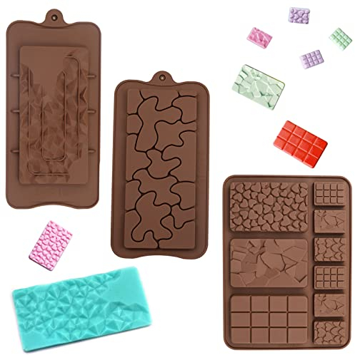 Pack of 3 Chocolate Moulds Chocolate Mould Silicone Mould for Chocolate Bar Mould DIY Silicone Chocolate Moulds Praline Mould Homemade Protein and Energy Bar Moulds