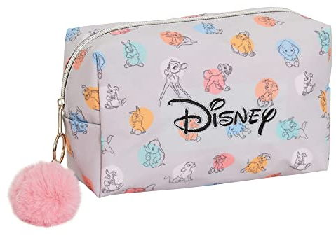 Disney Classics Toiletries Make Up Bag per le donne Cosmetic Case Girls Disney Pencil Case Water Resistant Travel Bag, Grigio, Taglia unica, Trousse per trucchi