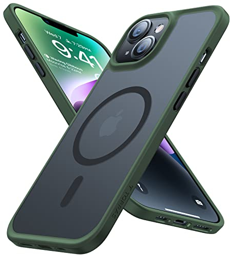 TORRAS Speziell für iPhone 13 Hülle für Magsafe (Militärschutz) (Starke Magnetische Adsorption) Schutzhülle Matt Schlanke Stoßfest Handyhülle für iPhone 13 Case Guardian-Mag Serie Grün