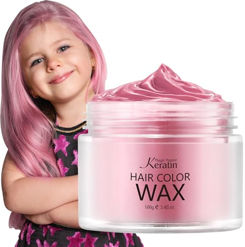 Cire de couleur de cheveux, Magic Master Keratin pommades coiffantes à la cire de cheveux, temporaire pour les cheveux pour hommes et femmes, festival, cosplay et Halloween (Marshmallow Pink)