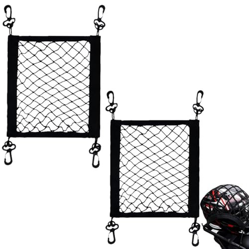 2 Redes de Carga para Motocicleta, Red de Carga para Motocicleta con 4 Ganchos, Red de Casco para Motocicleta, Redes elásticas de Equipaje de Doble Capa, para Equipaje, Casco de Motocicleta,