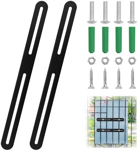 2 Piezas Juego de Fijación para Buzón de Valla, 280 x 24mm Conectores Planos Ajustables para Buzón, Soporte de Valla para Buzón, Fijaciones de Valla para Buzones para Reparación y Fijación de Muebles