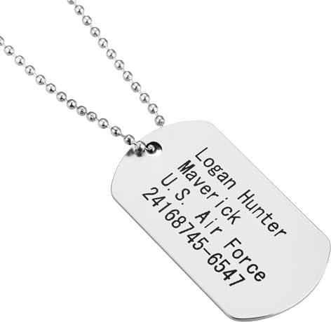 Erkennungsmarke silber, Hundemarke US Army Dog Tag - Kette als Soldaten Accessoire für Fasching & Karneval