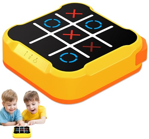 Gioco Tic Tac Toe, 4-in-1 Eelettronico Tic Tac Toe Bolt Gioco, Tic Tac Toe Educativo Palmare Giochi di Puzzle, Giochi da Viaggio Portatili Regali di Giochi da Tavolo per Bambini e Adulti (Giallo)