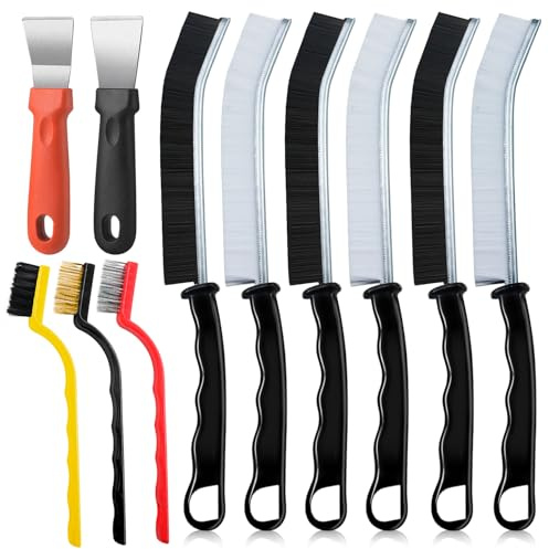 Qcdou Crevice Cleaning Brush, 11 Pcs Hard Bristle Cleaning Brush Tool, Bathroom Tile Groove Grout Brush, Multifunctional Cleaning Products for Household Use(C)