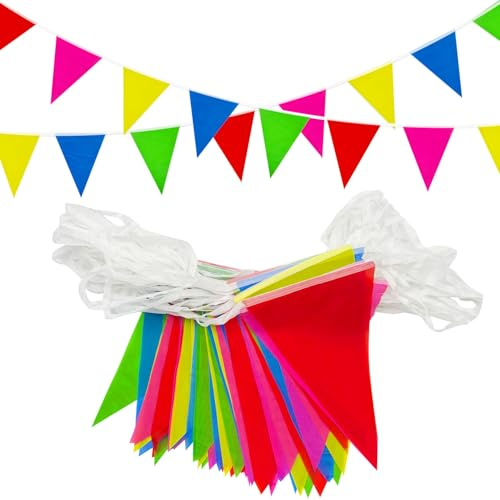 10M 20pz Bandierine Bandierine per Feste, Bandierine Triangolari Impermeabili Riutilizzabili, Forniture per Feste di Compleanno Decorazioni per Interni ed Esterni per Matrimoni