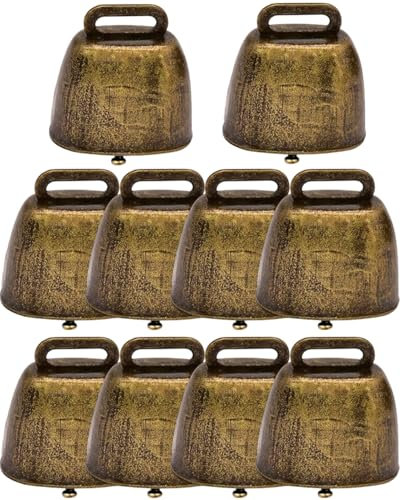 KGDUYC 10 Pièces Cloche de Vache Vintage Mouton Vache Cloches Cloches de Pâturage Cuivre Cloches Bétail pour Bovins Moutons Chevaux Décoration Bronze