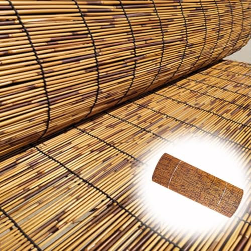 Pantalla Privacidad Rollos de Valla de ocultacion Jardin ocultacion 30-180cm Estera Caña Aislamiento de Sombra para Exteriores Piscina(Marrón)