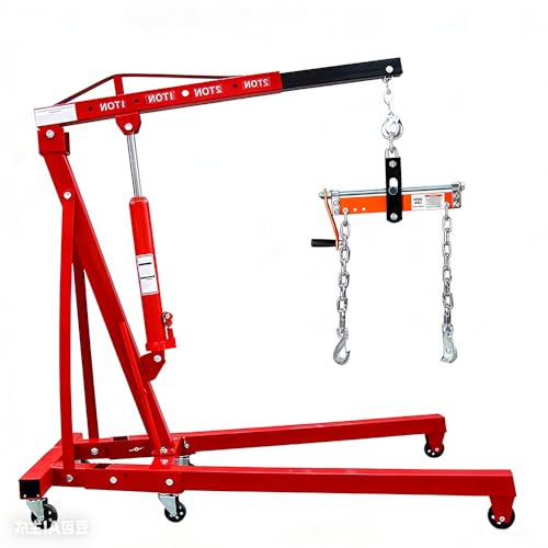 Grúa Hidráulica Plegable 2 Toneladas,con Brazo Ajustable y 6 Ruedas para Fácil Movimiento, Elevador de Motores y Maquinaria para Taller y Garaje