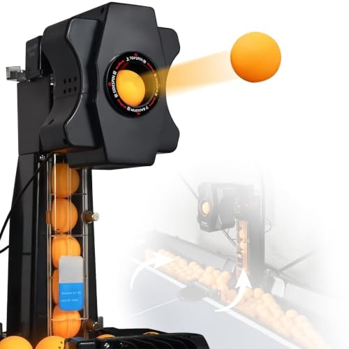 LURECAQING Portable Table Tennis Robot with Automatic Ball Collection, 9 Spin Modes, Multi-Point Training, with Control Box for Home, Community Centers, Offices & Schools