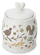 Cooksmart British Designed Sugar Bowl with Lid | Ceramic Sugar Pot with Modern Designs | Sugar Bowls with Lids Perfect for Any Kitchen - Woodland