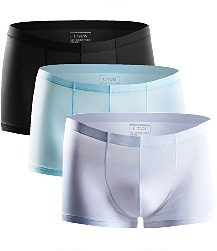 Litthing Bóxer de 3 Calzoncillos de Malla para Hombre De Encaje e Hielo Calzoncillo Respirable elástico translúcido e Hilado U Convexo Tridimensional Calzones Transpirables Media Transparentes