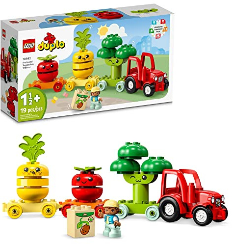 LEGO DUPLO My First Fruit and Vegetable Tractor Toy 10982, Stacking and Color Sorting Toys for Babies and Toddlers Ages 1 .5 - 3 Years Old, Educational Early Learning Set