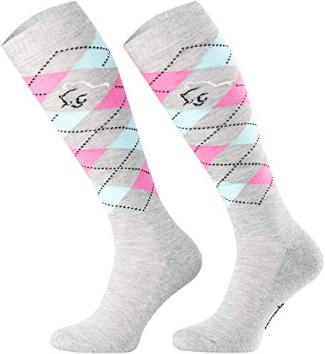 TODO Comodo Chaussettes d'équitation à carreaux STPDJ | Chaussettes d'équitation pour cavaliers, chaussettes au genou | Chaussettes en coton pour femmes, hommes, enfants, 31-34