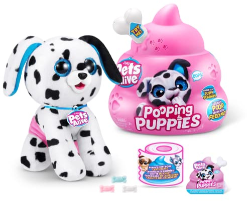 Pets Alive Pooping Puppies, Dalmatian, Real Pet Dog Puppy, Play Soft Toy, Developmental Nurturing Plush, Color Change Unboxing, Interactive Electronic Pet Puppy, Ages 3+ (Dalmatian)