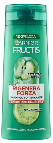 Garnier Fructis Shampoo Fortificante, Per Capelli Fragili, Anti-Rottura, Effetto Rinforzante, Con Estratto di Mela e Niacinamide, Rigenera Forza, 250 ml