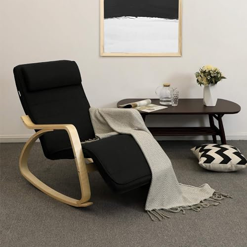 Strandstuhl, Liegestuhl, Außenstühle, Rasenstühle, Schwerelosigkeitsstühle, Schaukelstuhl mit Verstellbarer Fußstütze, Schaukelstuhl für Wohnzimmer, Terrasse, Balkon, einfache Montage (Color : Khaki