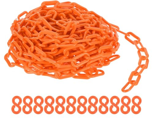 PATIKIL 50 Foot Plastic Chain Links, 2inch Safety Barrier Chain Orange for Crowd Control, Queue Line, Parking, Fence, Gate, Concert, Construction Site and Decoration