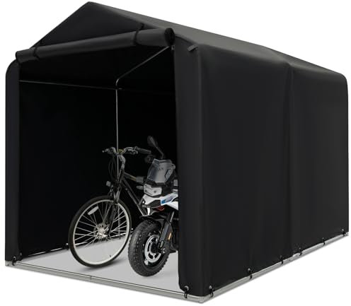 COSTWAY Abri de Vélos Extérieur de 160 x 218 x 164 cm, Abri de Garage Portable pour Vélos avec Porte à Fermeture Éclair Enroulable, Bache Motos pour Jardin Cour Terrasse (Gris Foncé)