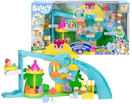 Bluey Theme Park, Parc à thème, Parc Aquatique avec 2 toboggans et Accessoires, Comprend Une Figurine Bingo, Un Stand de sucettes et Plus Encore (BLY84000)