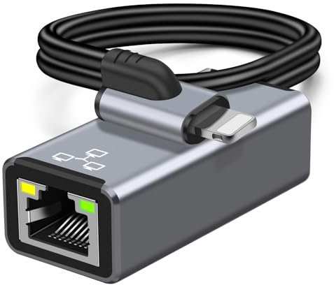 Muchfox [M Fi Certified] Lighting to Ethernet Adapter,RJ45 Ethernet LAN Network Adapter Cable with harging Port, Supports 100Mbps High Speed Compatible with iPhone 14/13/12/i-Pad,Plug and Play