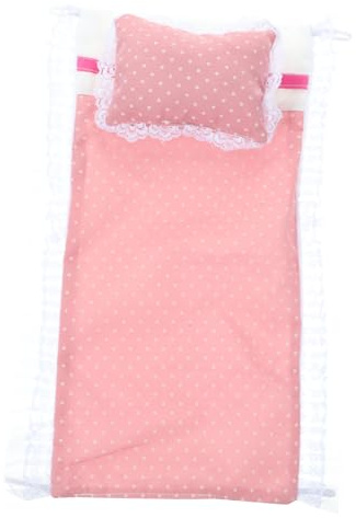 CVUTOVO Doll House Bedding Kit Miniature Doll Bedding Set with Bed Sheet and Pillow for Baby Bed House Bedroom Accessories for Mini Decor and Role Play