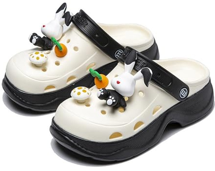 Sabot Souple Femme Ete Confortable EVA Imperméable Sabot Plastique Jardin Antidérapant avec Charms Kawaii Sandales Clogs Classic Plate-Forme De Wedge Tailles La Maison,l'extérieur Et L'intérieur