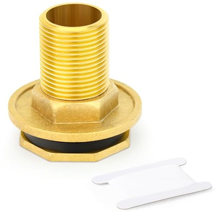 ERGAOBOY 1 pièces 3/4 BSP mâle fileté Adaptateur de raccord de réservoir d'eau en Laiton Robuste avec Anneau en Caoutchouc pour citernes pluviales, Aquariums, baignoires