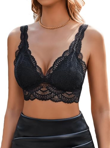 Avidlove Soutien-Gorge en Dentelle pour Femme, Soutien-Gorge Sexy au Quotidien, sans Armatures, col en V, brassière Respirante, Bonnets emboîtants,Lingerie en Dentelle