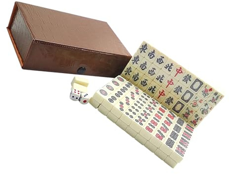 SUPVOX Set Mahjong da Viaggio Portatile con Dadi Kit Gioco Mahjong Cinese Leggero e Resistente Adatto per Viaggi in Treno e Casa Materiale Durevole con Superficie Colore Casuale