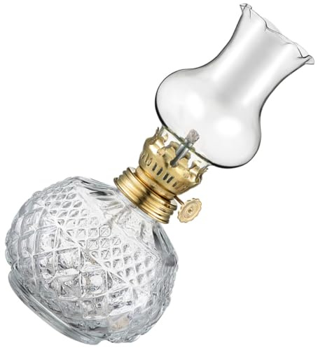 Homoyoyo Lámpara Queroseno de Vidrio Transparente Rústica Vintage para Decoración Interior Lámpara Petróleo Nostálgica para Hogar Oficina y Eventos Especiales