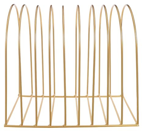 Yardenfun Étagère de Bureau en Métal Doré Grosse Taille Semi-Circulaire, Organiseur Multifonction pour Rangement Livres et Dossiers, Bibliothèque Compacte pour Espace de Travail ou Étude