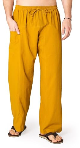 PANASIAM Lätta Bomullsbyxor Dam & Herr - Stil Thai Fiskarbyxor | Bekväma byxor, unisex pådragningsbyxor, elastisk midja & dragsko, perfekta för hemarbete, sjukhus & yoga