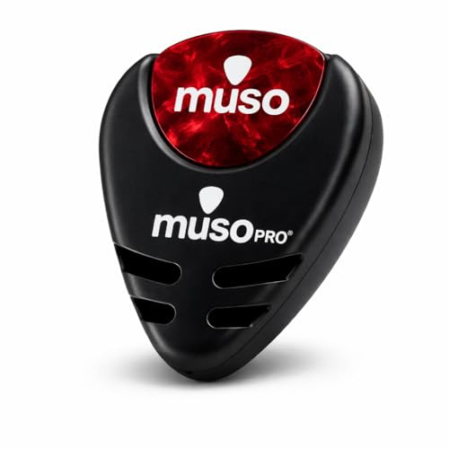 Muso Pro Guitar Picks Holder with 15 Picks, Plectrum for acoustic -Celluloid Plectrums for Acoustic & Electric Guitar, Bass & Ukulele, Thin, Medium and Thick Set.
