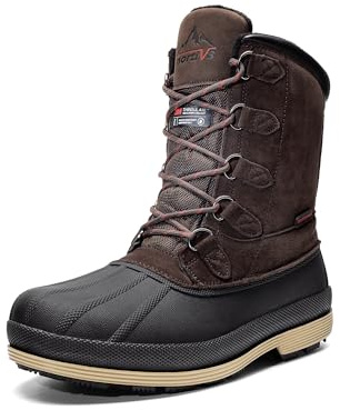 NORTIV 8 Stivali da Neve Uomo, Invernali Impermeabili e con Isolamento Termico per Lavoro,Size 39,Scuro/Marrone/Nero,170390-M
