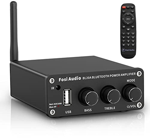 Fosi Audio BL20A 200watt Audio Amplificateur Hifi Bluetooth 5.0 Home Audio Stereo Amplifier Mini Hi-Fi Class D Integrated Amp U-Disk AUX with Remote Control for Home Cinema