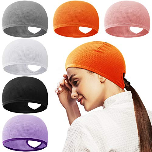 Syhood 6 Pieces Women Men Cooling Skull Cap Sweat Wicking Lightweight Cycling Running Helmet Beanie Hat (Assorted Color)