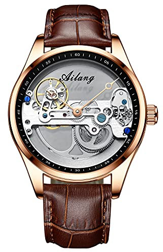 rorios Mode Herren Uhr Automatikuhr Mechanische Armbanduhr mit Edelstahlband Wasserdicht Tourbillon Uhren für Männer Herren