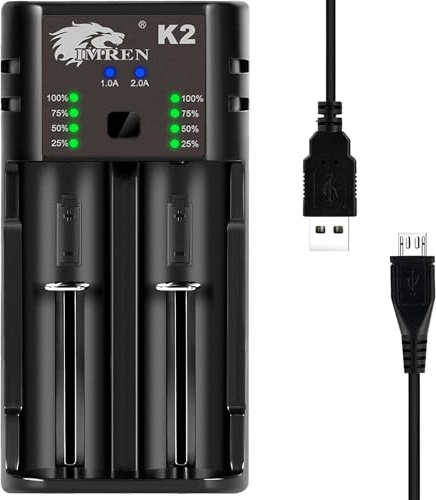 IMREN 26650 10400 Cargador de Batería, Universal Cargador para Recargables Pilas 18650 10440 14500 14650 18500 18350 18700 26650 y 1.2V Ni-MH/Ni-CD AA AAA C (con USB-C)