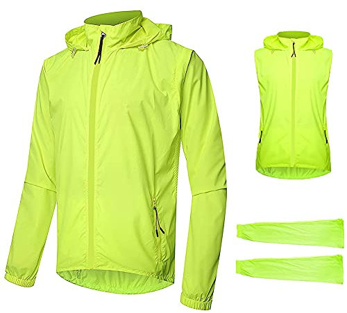 Ypnrd Herren Multifunktionelle Fahrradjacke Windjacke Herren Fahrrad Laufjacke für Radfahren, Laufen, Wandern, Bergsteigen,Grün,M