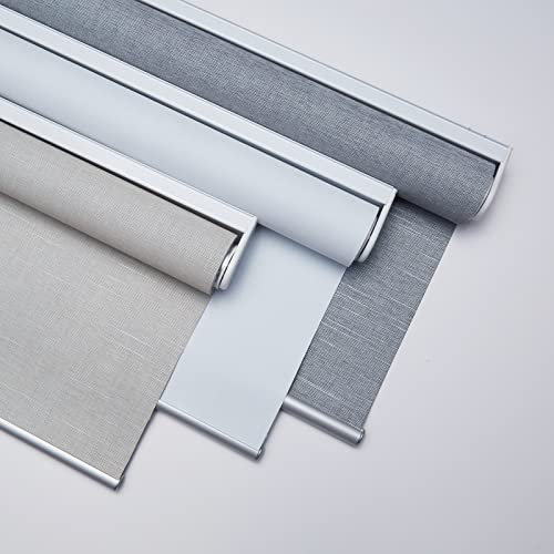 Tonature Kabellose Fensterrollo, Verdunkelungsrollo, umweltfreundlicher Stoff mit Jacquard-Streifen-Muster, wärmeisoliert, Rollos für Fenster, Büro und Zuhause (Steingrau, 68,6 cm B x 162,6 cm H)