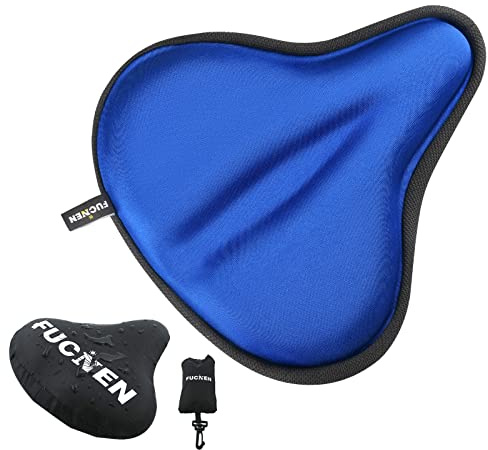 FUCNEN Exercise Bike Seat Cover Padded 27 x 25CM Women Large Bicycle Gel Saddle Covers Wide Comfortable Bike Seat Cushion Gel Saddle Covers-Blue